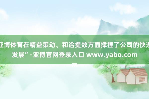 亚博体育在精益策动、和洽提效方面撑捏了公司的快速发展”-亚博官网登录入口 www.yabo.com