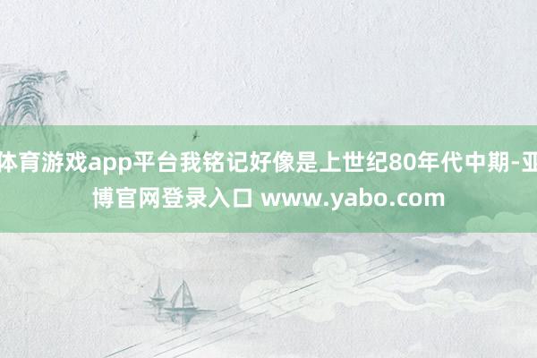 体育游戏app平台我铭记好像是上世纪80年代中期-亚博官网登录入口 www.yabo.com