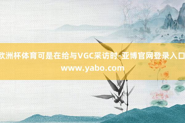 欧洲杯体育可是在给与VGC采访时-亚博官网登录入口 www.yabo.com