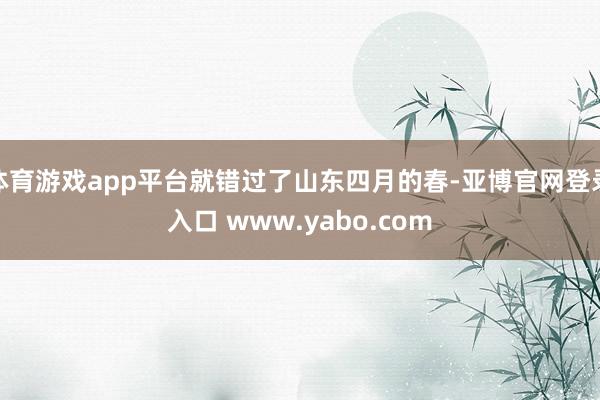 体育游戏app平台就错过了山东四月的春-亚博官网登录入口 www.yabo.com