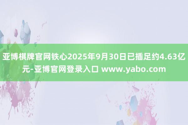亚博棋牌官网铁心2025年9月30日已插足约4.63亿元-亚博官网登录入口 www.yabo.com