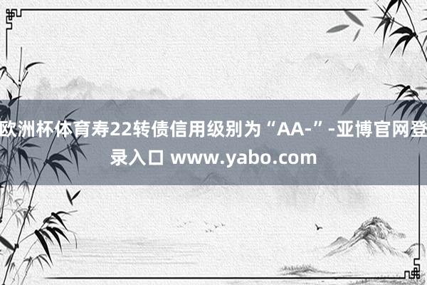 欧洲杯体育寿22转债信用级别为“AA-”-亚博官网登录入口 www.yabo.com